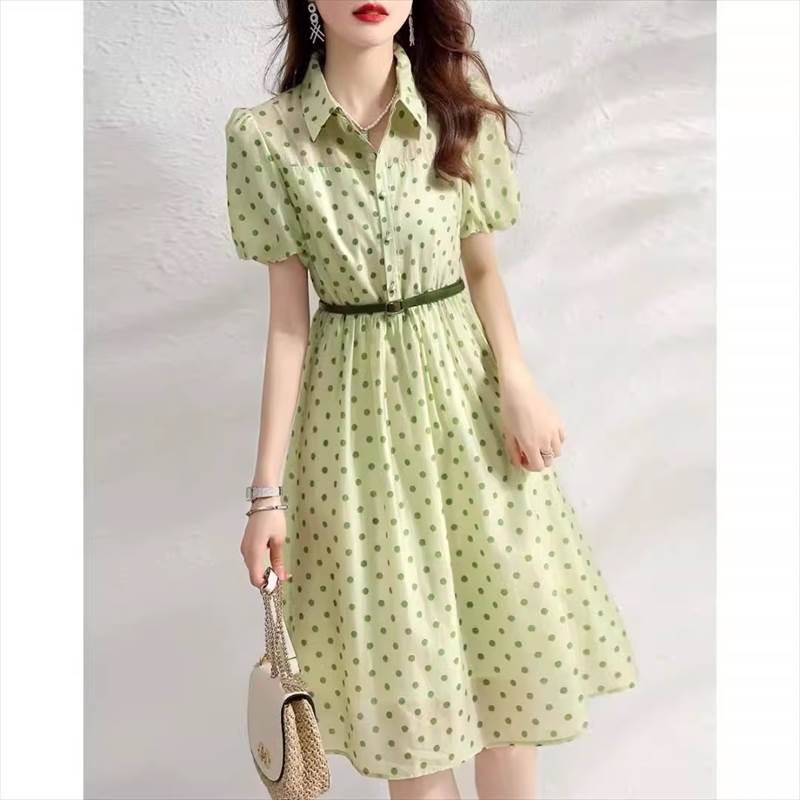 ワンピースシャツワンピースミモレ丈...