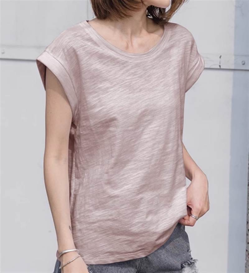 Rakuten - トップス Tシャツ カットソー ミドル丈 フレンチスリーブ 半袖 Uネック 大人可愛い きれいめ シンプル カジュアル こなれ感 無地 夏 10代 20代 30代 40代 レディース ママ 学生 デート お出かけ 公園デビュー お泊まり 旅行 着回し 普段使い 美容師