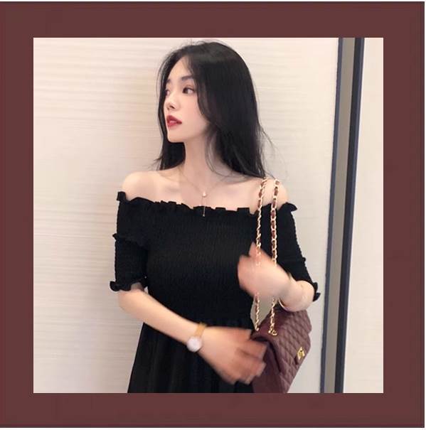 フレアワンピース ワンピドレス ロング丈 袖あり 五分袖 フレア セミフレア オフショルダー オフショル かわいい 大人可愛い きれいめ シンプル 大人 上品 ...