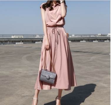 Rakuten - ワンピース ミモレ丈 フレンチスリーブ 襟付き ウエストリボン スリム スレンダーライン 大人可愛い きれいめ シンプル 上品 おしゃれ かっこいい ラブリー キュート ガーリー セクシー エレガント とろみ感 無地 夏 レディース デート お出かけ 女子会 イベント