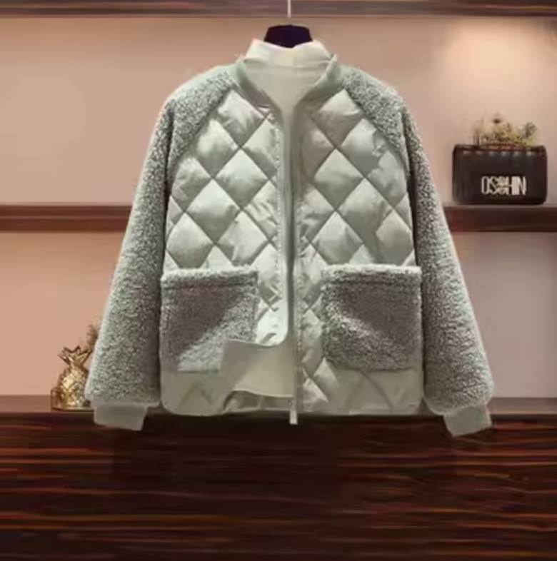 トップス アウター 中綿 ジャケット キルティング　エコボア モコモコ上着 長袖 かわいい 大人可愛い きれいめ シンプル カジュアル 大..
