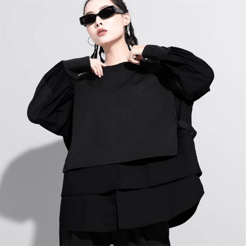 乐天商城 - トップス シャツ ブラウス ビックシャツ 袖あり 長袖 バットスリープ ラウンドネック ストリート かわいい 大人可愛い きれいめ シンプル カジュアル 大人 上品 カッコいい 主役級 甘い 無地 春 秋 冬 20代 30代 レディース デート 女子会 美容師 メイクアップアーティスト