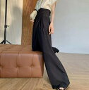 ボトムス パンツ ワイドパンツ ロング丈 ハイウエスト かわいい 大人可愛い きれいめ シンプル おしゃれ ラフ ルーズ モード 個性的 通勤 学生 通学 デート お出かけ 公園デビュー 女子会 休日 リゾート プール ショッピング 着回し 普段使い ファッション コーデ スタイル(4)