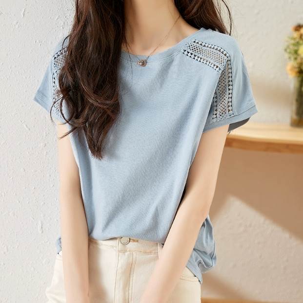 Rakuten - トップス シャツ ブラウス 袖あり 半袖 ラウンドネック 編み込みデザイン かわいい 大人可愛い きれいめ シンプル カジュアル 大人 上品 おしゃれ お洒落 かっこいい 大人女子 こなれ感 キュート ガーリー ルーズ 個性的 クール モード系 エレガント 主役級 存在感 甘い 夏