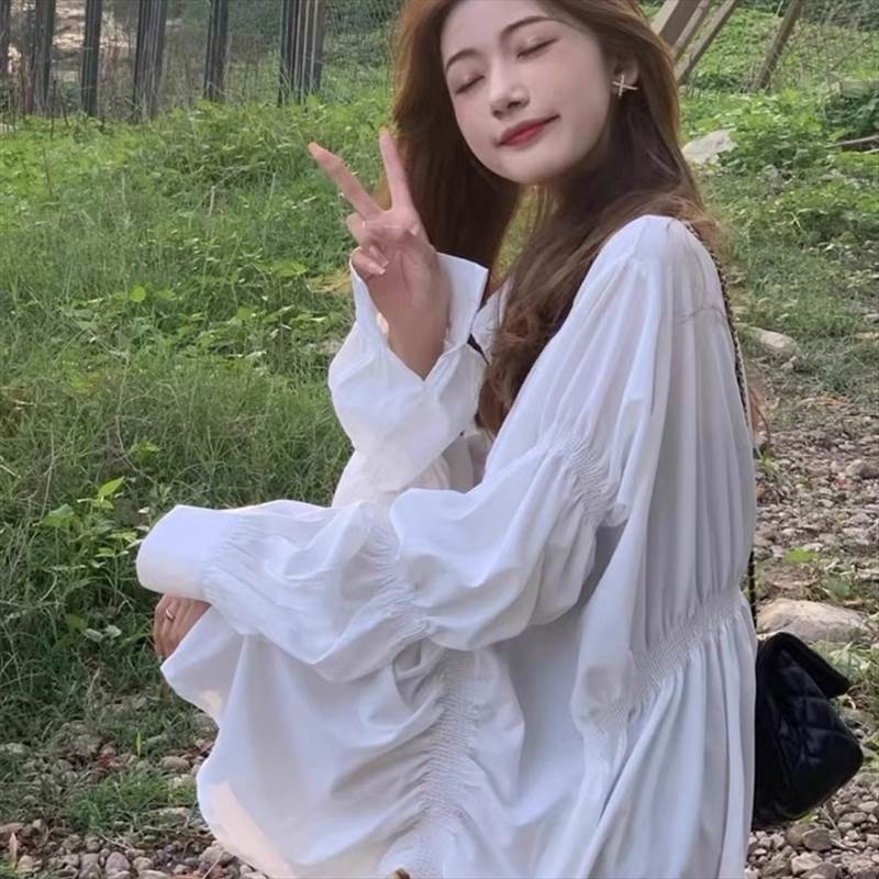 ワンピース シャツワンピース ショート丈 長袖 パフスリーブ シャーリング ロングシャツ かわいい 大人可愛い きれいめ シンプル カジュアル 大人 上品 おしゃれ お洒落 大人女子 こなれ感 個性的 主役級 存在感 メンズライク ボーイッシュ