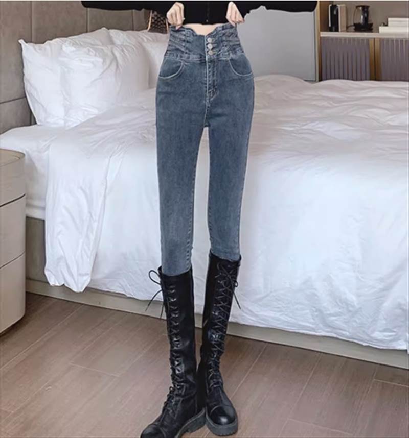 ボトムス パンツ デニムパンツ ハイウエスト スリム 細身 大人可愛い カジュアル 大人女子 ガーリー 存..