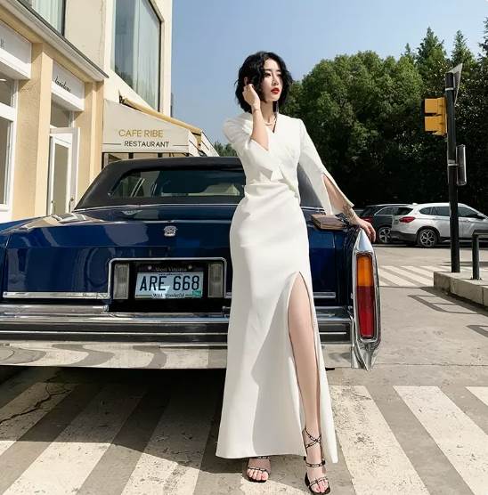 ワンピース ワンピドレス ロング丈 長袖 Vネック かわいい 大人可愛い きれいめ シンプル カジュアル ..