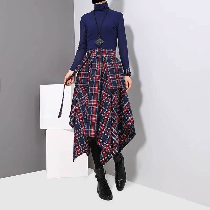 Rakuten - スカート ロングスカート フレアスカート ミモレ丈 ハイウエスト 大人可愛い きれいめ カジュアル 上品 お洒落 大人女子 個性的 エレガント 主役級 存在感 レトロ チェック ツイード 冬 10代 20代 30代 40代 レディース 学生 通学 デート お出かけ レストラン ブラック XS