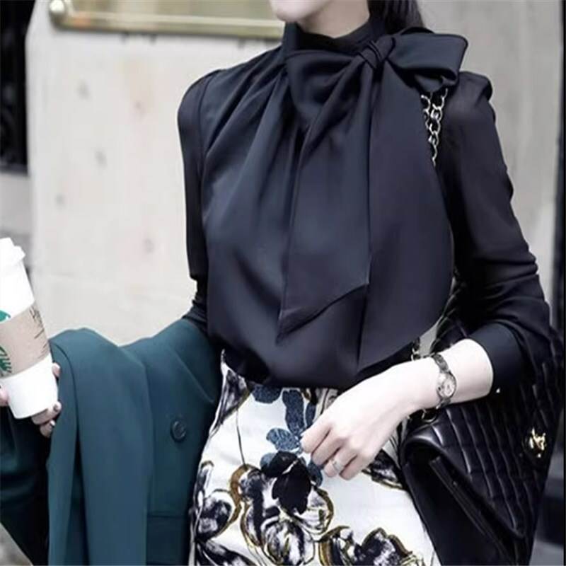 Long-Sleeved - トップス シャツ ブラウス 袖あり 長袖 パフスリーブ スタンドカラー かわいい 大人可愛い きれいめ シンプル カジュアル 大人 上品 おしゃれ お洒落 かっこいい 大人女子 こなれ感 無地 春 秋 20代 30代 レディース OL 女子会 ショッピング 美容師