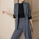 【ファッションザセール お得なクーポン発行中】スーツ ジャケット パンツ セットアップ ワイドパンツ ハイウエスト袖あり 長袖 かわいい 大人可愛い きれいめ ...