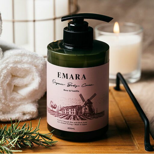EMARA ボディークリームRose&Vanilla 400ml 保湿 植物由来成分 日本製 女性向け さっぱり しっとり バラとバニラの香り 香りケア アロマ エマラ えまら EMARA ボディークリームRose&Vanilla 400ml 保湿 植物由来成分 日本製 女性向け さっぱり しっとり バラとバニラの香り 香りケア アロマ エマラ えまら