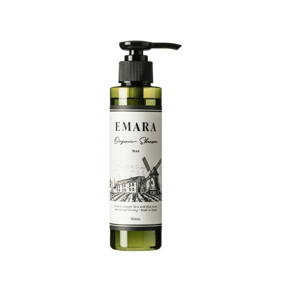 EMARA メンズシャンプー 150ml 頭皮、頭髪洗浄料 ハーブ 日本製 男性向け 保湿 しっとり ブラックペッ..