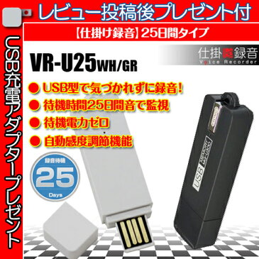 【あす楽_関東】【レビュー投稿後USB充電アダプタープレゼント】【OTGケーブル付き】USB&ボイスレコーダー最長25日待機録音/VR-U25超小型ボイスレコーダー小型長時間高音質録音/浮気調査専用/音で監視/モラハラ/セクハラ/パワハラ対策