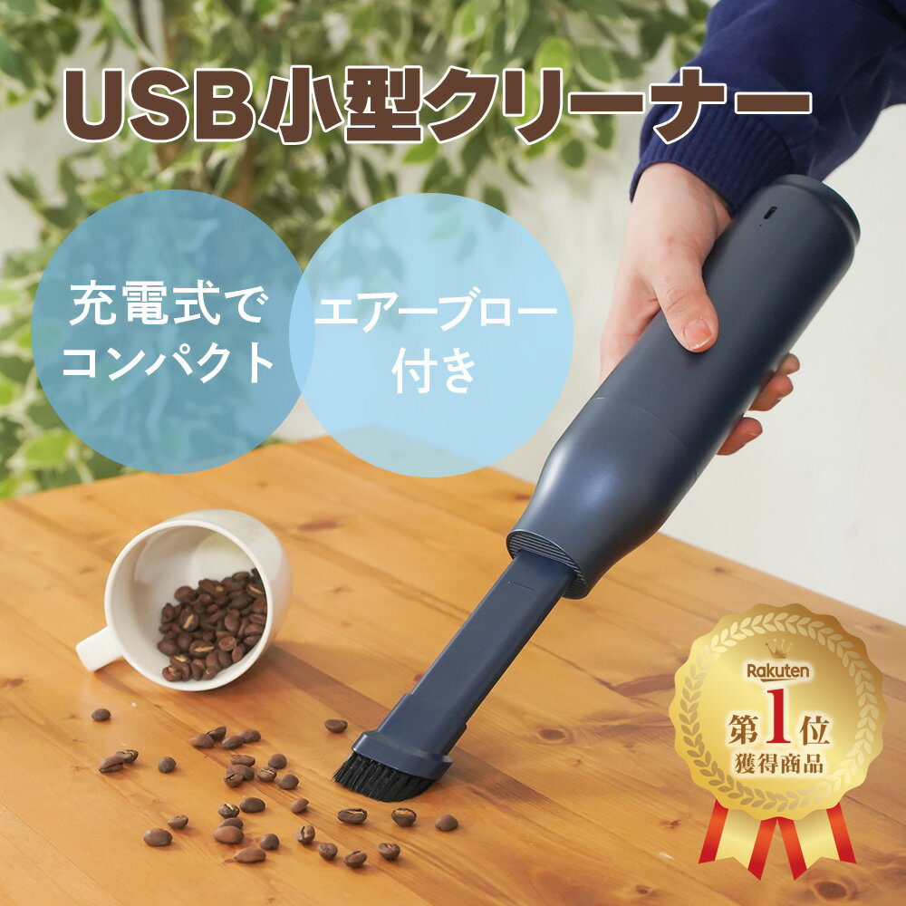 SS 残りわずか【在庫限り】2in1 USB小型クリーナー 掃除機 車用 リビング エアーブロー 青 ハンディクリーナー 充電タイプ 車掃除 コードレス MCH-A151