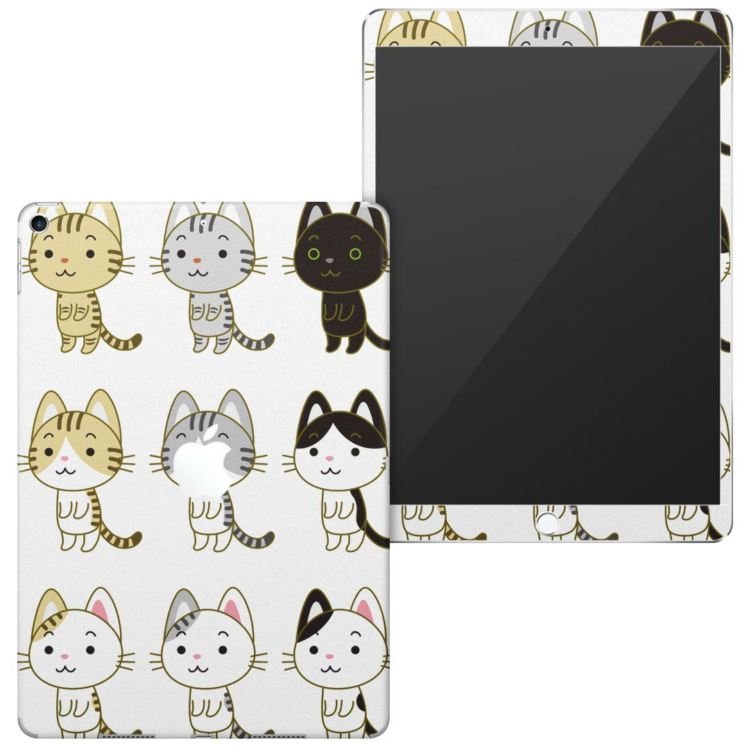 igsticker iPad Air 10.5 inch インチ 専用 apple アップル アイパッド 2019 第3世代 A2123 A2152 A2153 A2154 全面スキンシール フル 背面 液晶 タブレットケース ステッカー タブレット 保護シール 人気 008860 イラスト　ネコ　猫