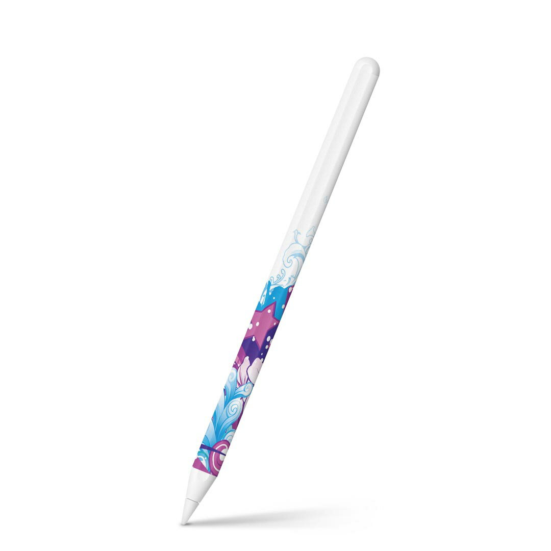 Apple Pencil 第2世代 専用スキンシール アップル アップルペンシル iPad Pro ApplePen カバー ケース フィルム ステッカー アクセサリー 保護 000104 お花　花　紫　トロピカル