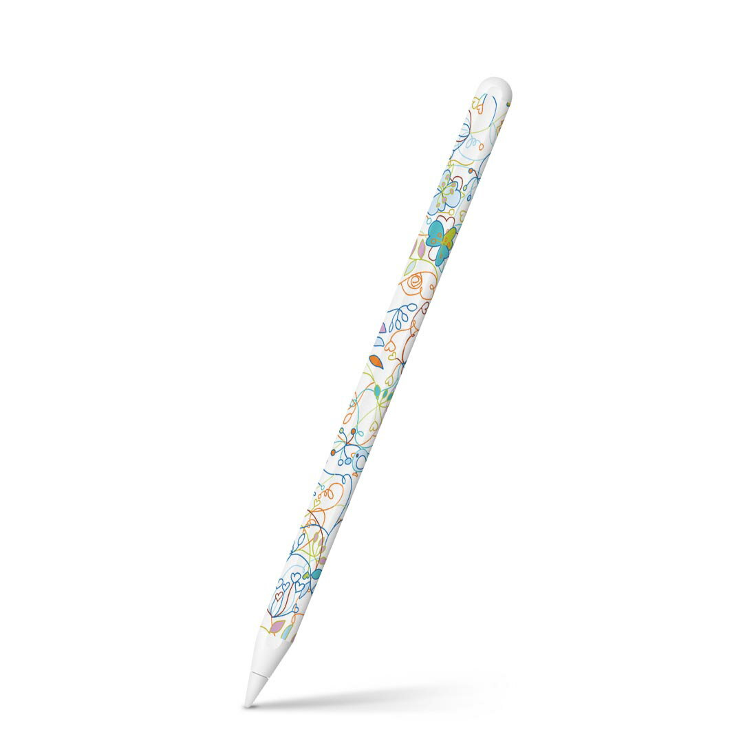 Apple Pencil 第2世代 専用スキンシール アップル アップルペンシル iPad Pro ApplePen カバー ケース フィルム ステッカー アクセサリー 保護 004681 植物　カラフル　シンプル