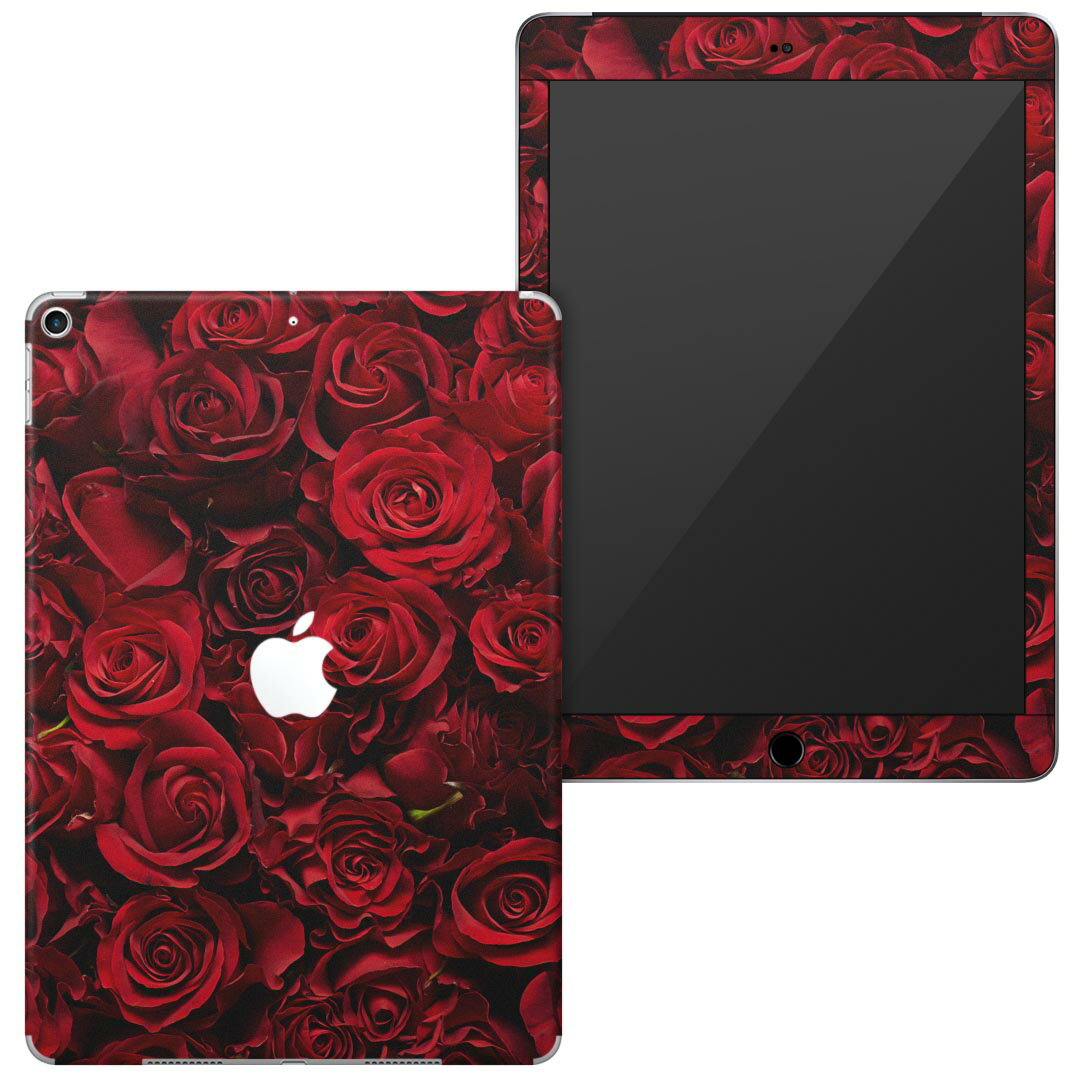 igsticker iPad6 第6世代 2018 専用 apple アップル アイパッド A1893 A1954 全面スキンシール フル 背面 液晶 タブレットケース ステッカー タブレット 保護シール 人気 008204 花　フラワー　写真　薔薇　赤　レッド