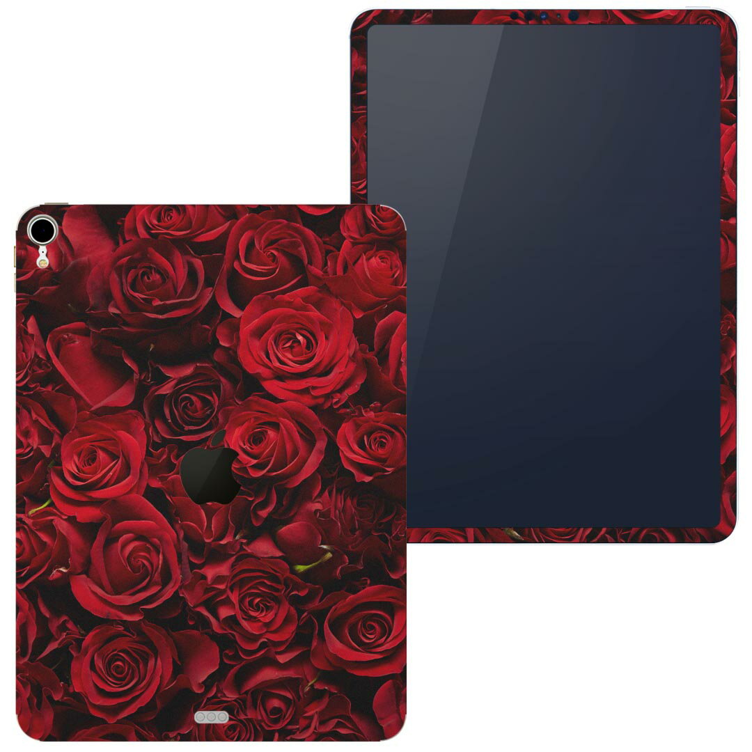 igsticker iPad Pro 11 inch インチ 対応 apple アップル アイパッド A1934 A1979 A1980 A2013 全面スキンシール フル 背面 側面 正面 液晶 タブレットケース ステッカー タブレット 保護シール 人気 008204 花　フラワー　写真　薔薇　赤　レッド