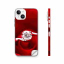 iPhone14 iPhone15 用 スキンシール 全面スキンシール フル 背面 側面 ステッカー 保護シール iphone14plus iphone14pro iphone14promax iphone15plus iphone15pro iphone15promax 各種対応 赤 指輪 薔薇 005136