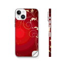 iPhone14 iPhone15 用 スキンシール 全面スキンシール フル 背面 側面 ステッカー 保護シール iphone14plus iphone14pro iphone14promax iphone15plus iphone15pro iphone15promax 各種対応 赤 レッド ハート 005767