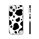 iPhone14 iPhone15 用 スキンシール 全面スキンシール フル 背面 側面 ステッカー 保護シール iphone14plus iphone14pro iphone14promax iphone15plus iphone15pro iphone15promax 各種対応 牛柄 白黒 模様 008658
