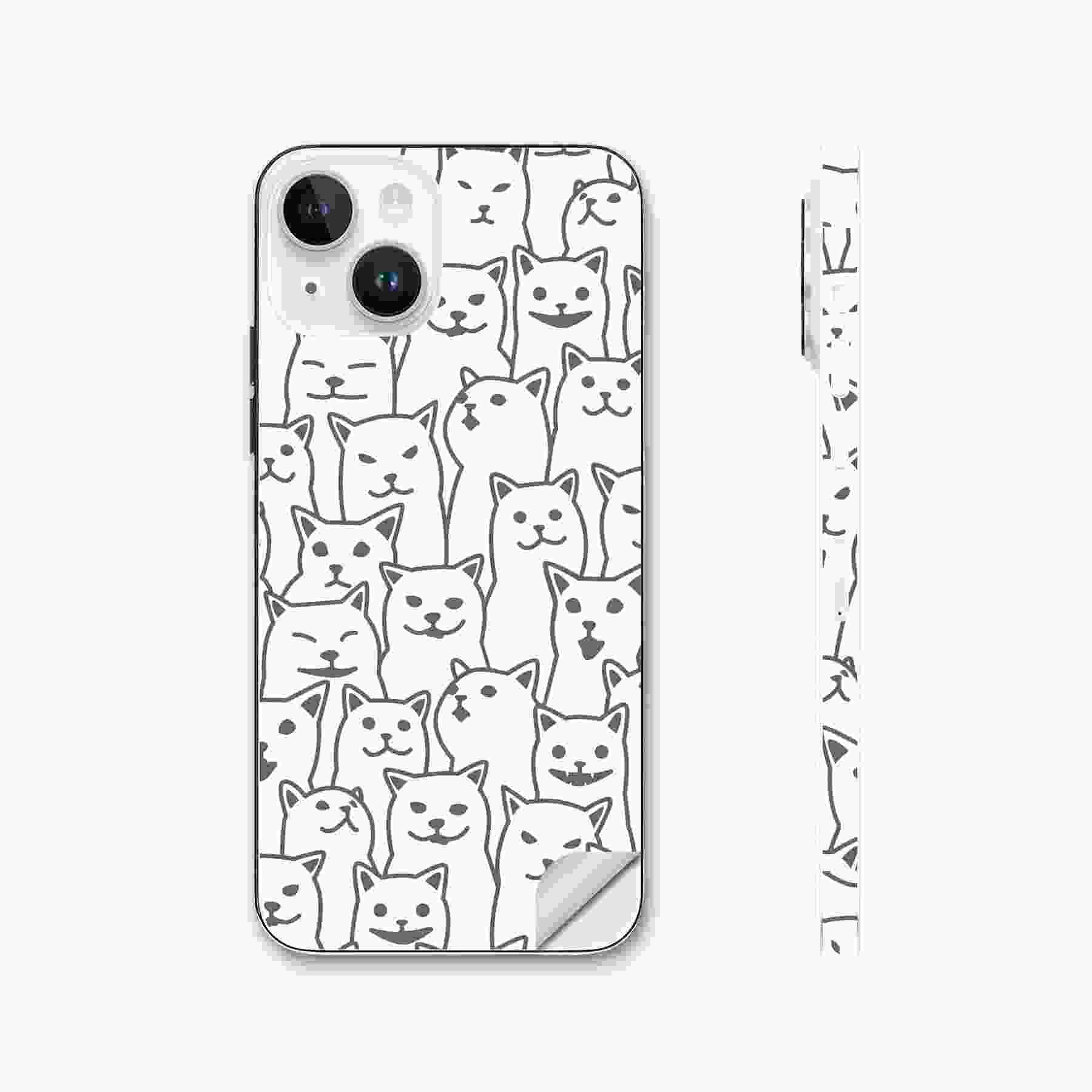 樂天商城 - iPhone14 iPhone15 用 スキンシール 全面スキンシール フル 背面 側面 ステッカー 保護シール iphone14plus iphone14pro iphone14promax iphone15plus iphone15pro iphone15promax 各種対応 猫　イラスト　動物　016441