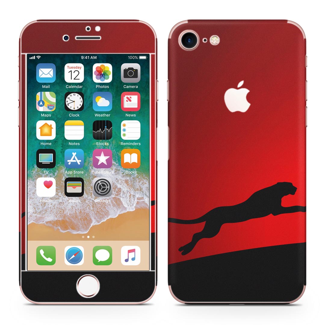 iPhone7 対応 アイフォン 全面スキンシール フル 背面 側面 正面 液晶 スマホケース ステッカー スマホカバー ケース 保護シール スマホ スマートフォン 人気 000067 プーマ　赤　ヒョウ
