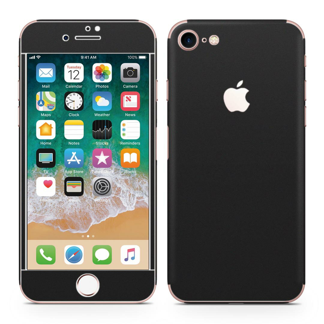 iPhone7 対応 アイフォン 全面スキンシール フル 背面 側面 正面 液晶 スマホケース ステッカー スマホカバー ケース 保護シール スマホ スマートフォン 人気 009016 シンプル　無地　黒