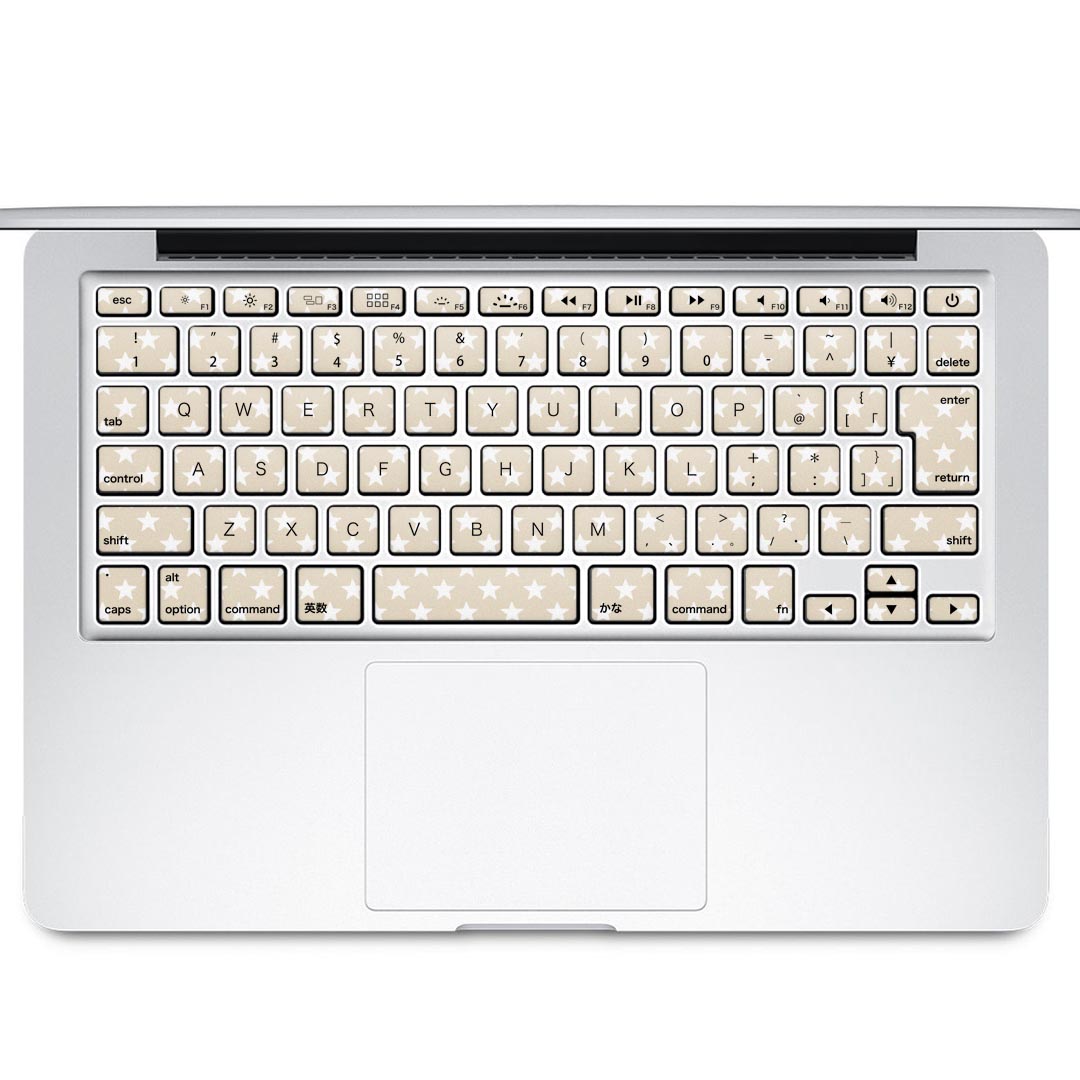 マックブックシール キーボード用スキンシール MacBook Air 13inch 2010 〜 2017 専用 キートップ ステッカー A1466 A1369 Apple マックブック エア ノートパソコン アクセサリー 保護 005173 ベージュ　星　柄