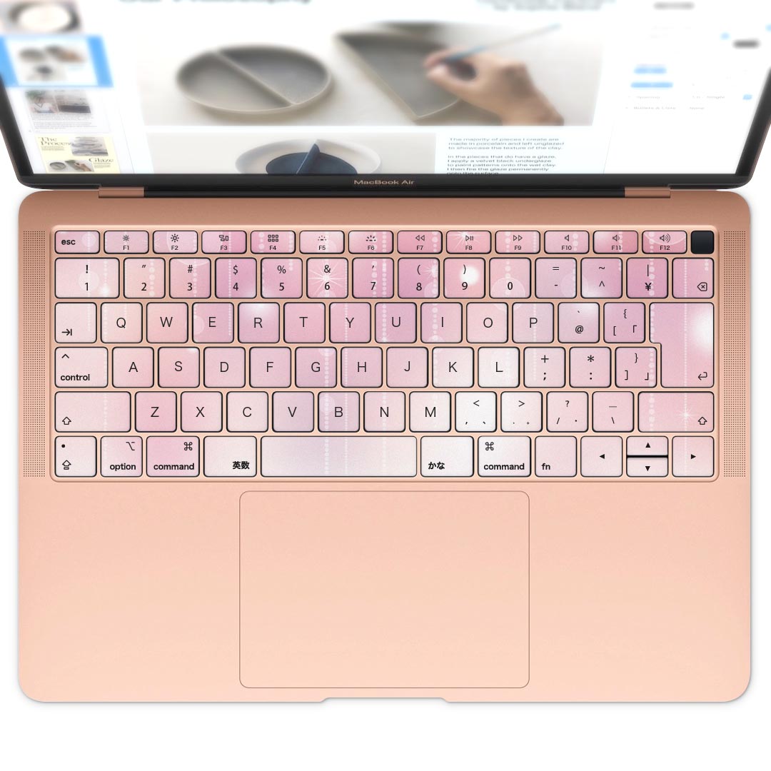 マックブックシール キーボード用スキンシール MacBook Air 13inch 2018 専用 キートップ ステッカー A1932 Apple マックブック エア ノートパソコン アクセサリー 保護 005661 ピンク　きらきら
