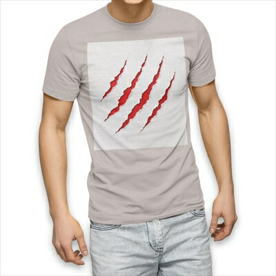 樂天商城 - 選べる25カラー tシャツ メンズ 半袖 ホワイト グレー デザイン S M L XL 2XL 3XL Tシャツ ティーシャツ T shirt 001093 爪痕　赤