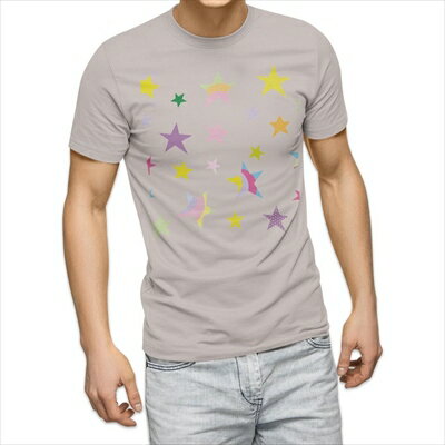 樂天商城 - 選べる25カラー tシャツ メンズ 半袖 ホワイト グレー デザイン S M L XL 2XL 3XL Tシャツ ティーシャツ T shirt 005668 星　カラフル　模様