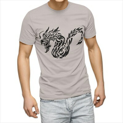 衬衫, T恤 - 選べる25カラー tシャツ メンズ 半袖 ホワイト グレー デザイン S M L XL 2XL 3XL Tシャツ ティーシャツ T shirt 009130 龍　ドラゴン　黒