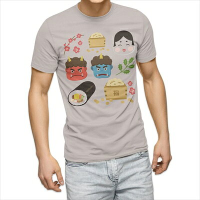 樂天商城 - 選べる25カラー tシャツ メンズ 半袖 ホワイト グレー デザイン S M L XL 2XL 3XL Tシャツ ティーシャツ T shirt 012872 節分　鬼　豆