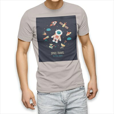 樂天商城 - 選べる25カラー tシャツ メンズ 半袖 ホワイト グレー デザイン S M L XL 2XL 3XL Tシャツ ティーシャツ T shirt 013222 宇宙　ロケット