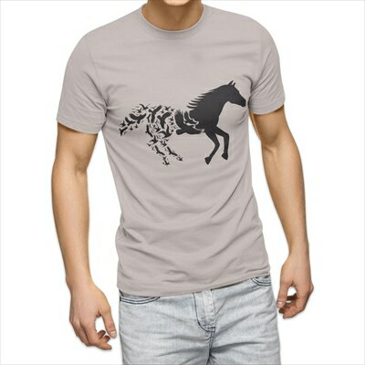 樂天商城 - 選べる25カラー tシャツ メンズ 半袖 ホワイト グレー デザイン S M L XL 2XL 3XL Tシャツ ティーシャツ T shirt 013313 馬　シルエット　鳥