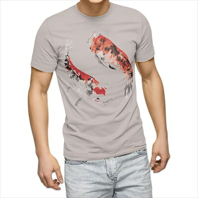 樂天商城 - 選べる25カラー tシャツ メンズ 半袖 ホワイト グレー デザイン S M L XL 2XL 3XL Tシャツ ティーシャツ T shirt 013368 鯉　絵　魚