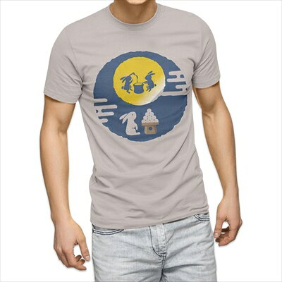 樂天商城 - 選べる25カラー tシャツ メンズ 半袖 ホワイト グレー デザイン S M L XL 2XL 3XL Tシャツ ティーシャツ T shirt 013552 お月見　うさぎ　餅つき