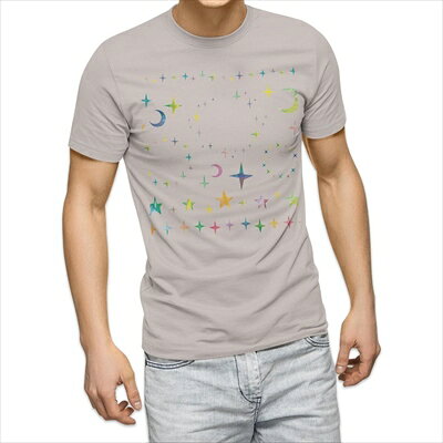 樂天商城 - 選べる25カラー tシャツ メンズ 半袖 ホワイト グレー デザイン S M L XL 2XL 3XL Tシャツ ティーシャツ T shirt 013699 カラフル　星　月