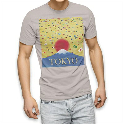 樂天商城 - 選べる25カラー tシャツ メンズ 半袖 ホワイト グレー デザイン S M L XL 2XL 3XL Tシャツ ティーシャツ T shirt 014660 東京　富士山　国旗