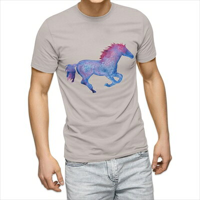 樂天商城 - 選べる25カラー tシャツ メンズ 半袖 ホワイト グレー デザイン S M L XL 2XL 3XL Tシャツ ティーシャツ T shirt 014758 馬　シルエット　水彩