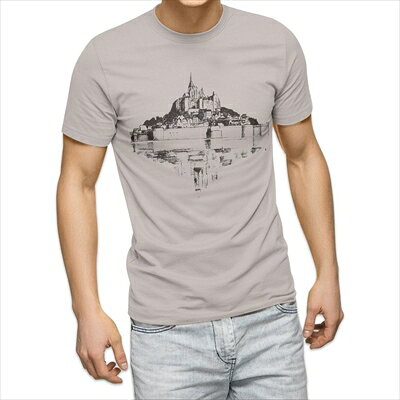 樂天商城 - 選べる25カラー tシャツ メンズ 半袖 ホワイト グレー デザイン S M L XL 2XL 3XL Tシャツ ティーシャツ T shirt 015276 城　絵画　風景
