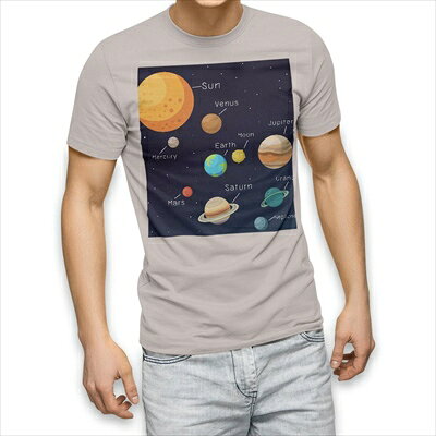 樂天商城 - 選べる25カラー tシャツ メンズ 半袖 ホワイト グレー デザイン S M L XL 2XL 3XL Tシャツ ティーシャツ T shirt 015996 太陽系　宇宙　惑星