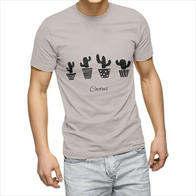 樂天商城 - 選べる25カラー tシャツ メンズ 半袖 ホワイト グレー デザイン S M L XL 2XL 3XL Tシャツ ティーシャツ T shirt 016440 サボテン　モノクロ