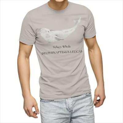 樂天商城 - 選べる25カラー tシャツ メンズ 半袖 ホワイト グレー デザイン S M L XL 2XL 3XL Tシャツ ティーシャツ T shirt 019747 海の生物 シロイルカ beluga whale