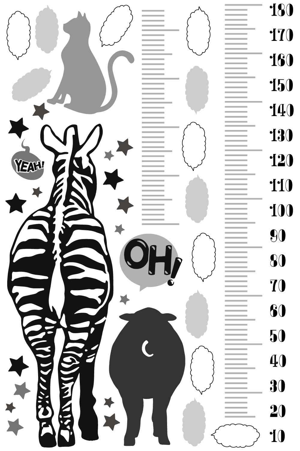 ウォールステッカー 身長計 メモ付き 記念 目盛り 子供部屋 動物 北欧 90×60cm シール式 装飾 おしゃれ 壁紙 はがせる 剥がせる カッティングシート wall sticker 雑貨 DIY プチリフォーム