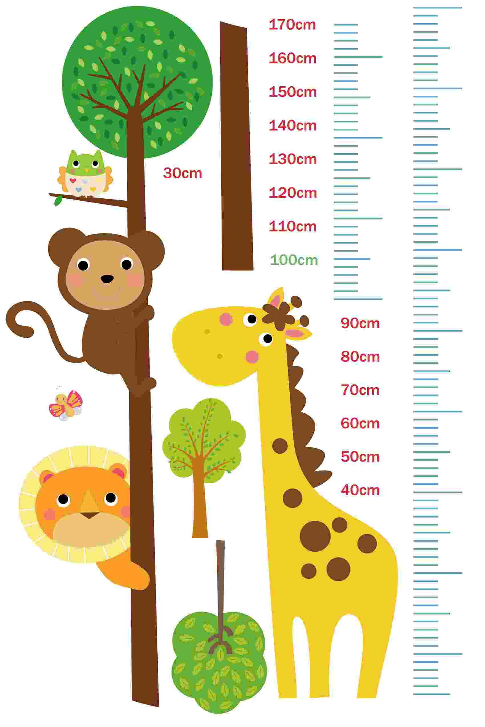 ウォールステッカー 身長計 記念 目盛り 子供部屋 動物 木 かわいい キリン 北欧 90×60cm シール式 装飾 おしゃれ 壁紙 はがせる 剥がせる カッティングシート wall sticker 雑貨 DIY プチリフォーム