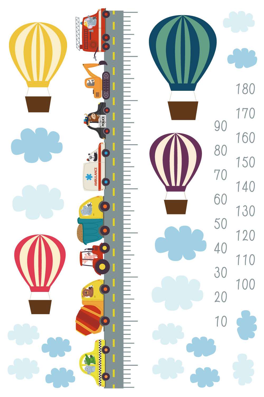 ウォールステッカー 身長計 記念 目盛り 子供部屋 車 乗り物 北欧 90×60cm シール式 装飾 おしゃれ 壁..
