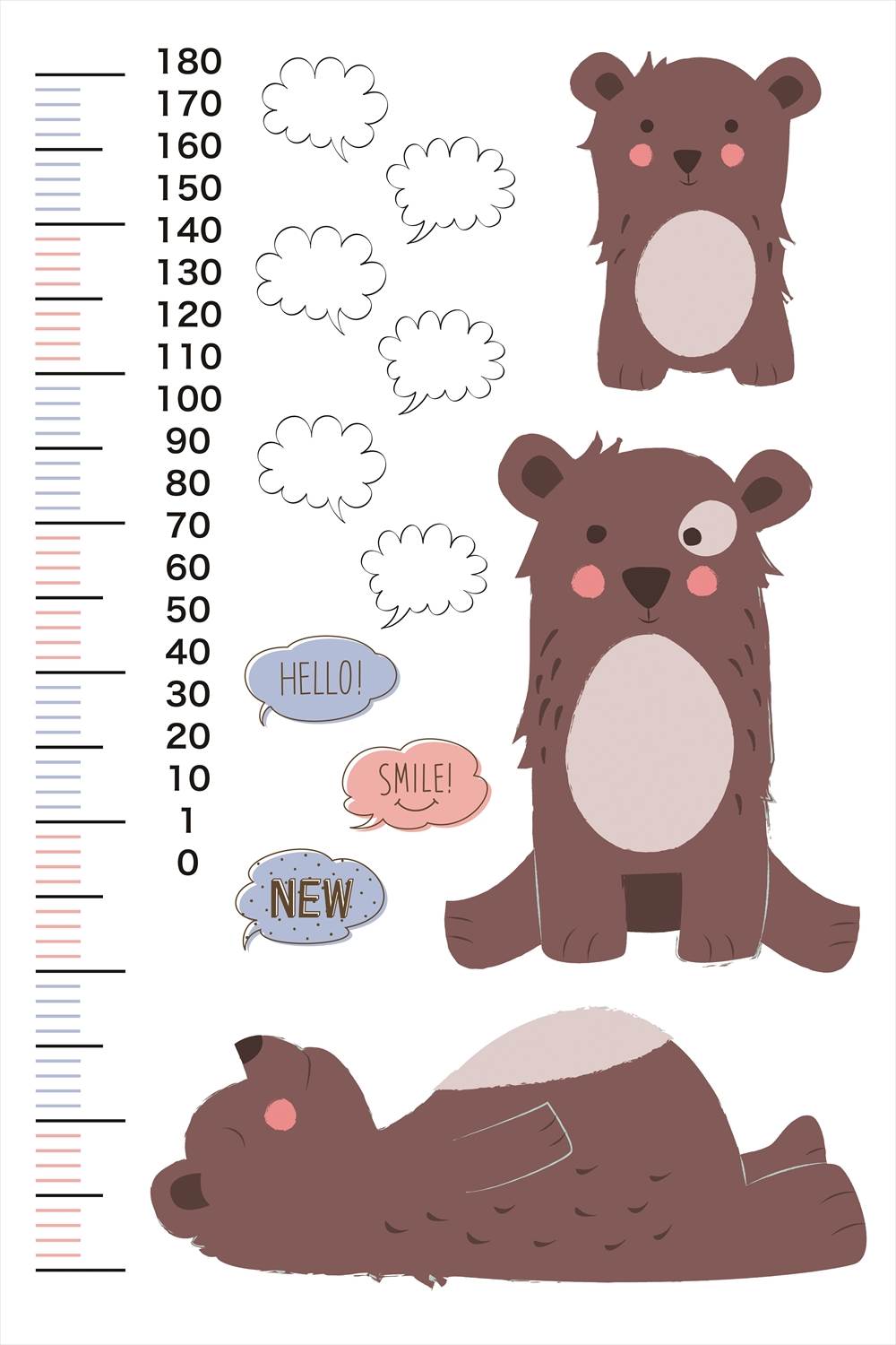 ウォールステッカー 身長計 記念 目盛り 子供部屋 くま　かわいい　 90×60cm シール式 装飾 おしゃれ 壁紙 はがせる 剥がせる カッティングシート wall sticker 雑貨 DIY プチリフォーム